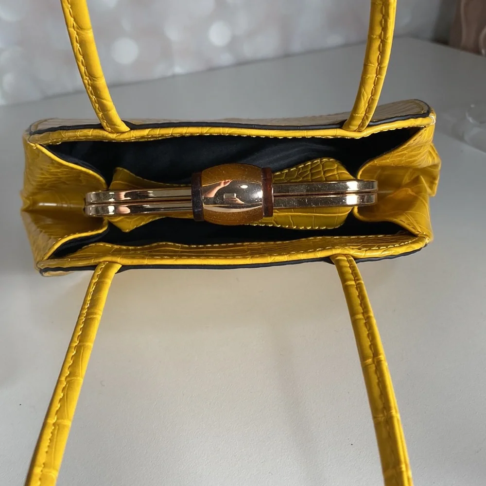 Yellow Faux Leather Handbag - Picture 6 of 9
